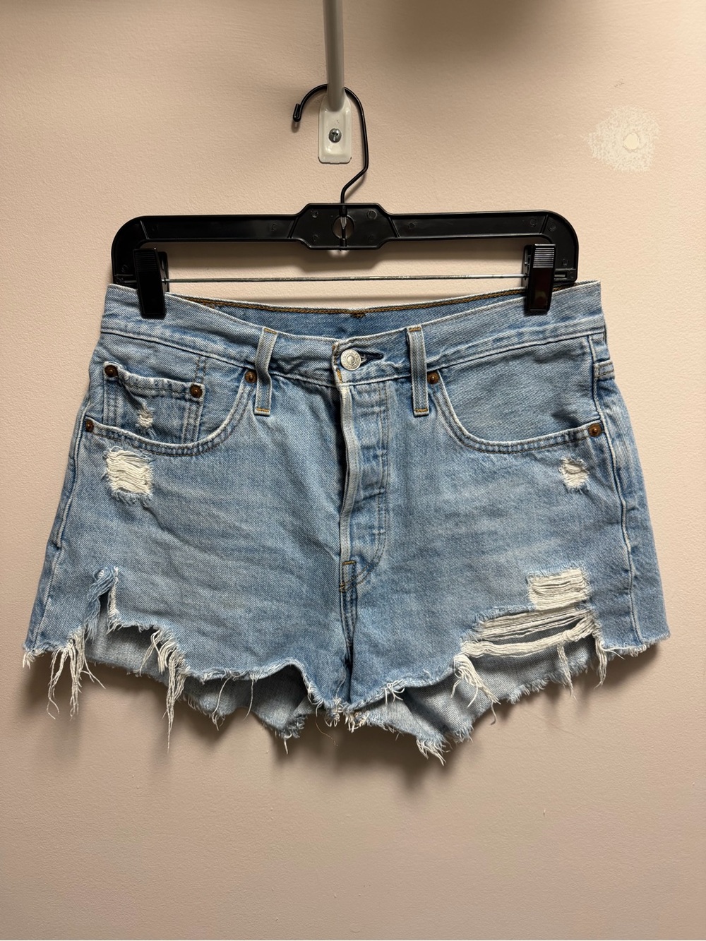 Levi’s 501 Women’s Blue Distressed Denim Shorts - Casual Women's Cutoffs